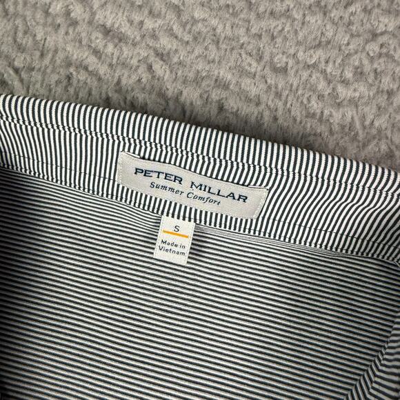 Peter Millar Summer Comfort Polo Shirt Mens S Navy Striped Golf Pickleball NEW - Picture 3 of 10